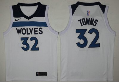 NBA 32 Towns Timberwolves 2017-18 Season Maillot blanc